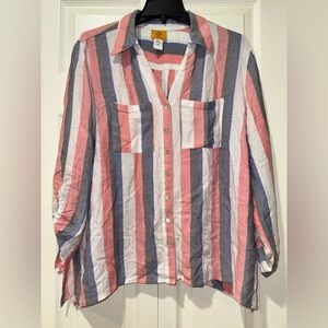 Ruby Rd Striped Button-Up Shirt. Flowy size Petite XL. VGUC